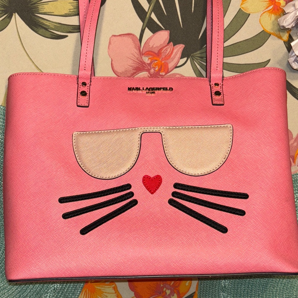 Karl Lagerfeld Pink Cat Face Tote